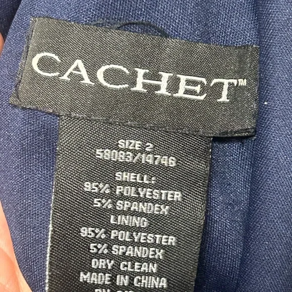 Cachet Sleeveless Embellished Long Formal Dress Navy Midnight Size 2 - Picture 5 of 8